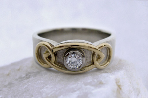 Photo - Custom wedding band- White and Yellow Gold with Diamond